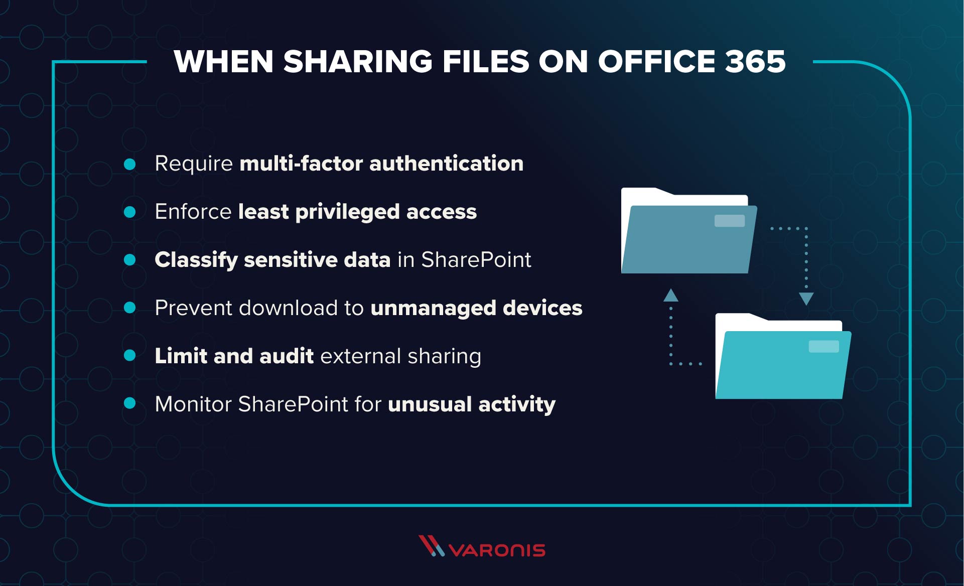  office 365 تصویر به اشتراک گذاری پرونده از بهترین شیوه های به اشتراک گذاری فایل [Office19] 665 بهترین موارد روشهایی را که می توانید پیاده سازی کنید تا اطلاعات خود را ایمن و در دسترس در Office 365 نگه دارید. </p>
<h3> 1. نیاز به تأیید هویت چند فاکتور </h3>
<p> احراز هویت چند عاملی (MFA) یک روش محافظتی بسیار اساسی در سال 2019 و یک نکته رایج در زمینه امنیت سایبر است اما هنوز هم در لیستی از به اشتراک گذاری پرونده های Office 365 و بهترین شیوه های امنیتی قابل ذکر است. MFA به شما کمک می کند تا تأیید کنید که کاربران شما افرادی هستند که می گویند موجود هستند ، اما به هیچ وجه خلاف واقع نیست. </p>
<p> <em> حمله ما به دفتر 365 Man-in-the-middle را بررسی کنید ، جایی که ما به شما نشان می دهیم مهاجمان چگونه می توانند به سرعت کار در اطراف وزارت امور خارجه. </em> </p>
<h3> 2. اجرای حداقل دسترسی ممتاز به SharePoint Online </h3>
<p> اصل حداقل امتیاز می گوید که هر کاربر فقط حداقل دسترسی لازم برای انجام کار خود را می دهد. دریافت مجوزهای Office 365 به حداقل وضعیت ممتد ، برای حفظ امنیت داده های شما بسیار طولانی پیش خواهد رفت. </p>
<p> حساب های کاربری خود را در شرکت خود به گروههایی از کارکردهای مشابه شغلی (مانند IT ، منابع انسانی ، مالی ، توسعه ، و غیره) ترتیب دهید. و به این گروه ها اجازه دسترسی به داده های خود در Office 365 داده می شود. </p>
<p> اجازه نمی دهد حسابهای کاربری شخصی در لیست های کنترل دسترسی (ACL) در Office 365 انجام شود. </p>
<p> یک مالک داده یا در این مورد ، یک گروه را اختصاص دهید. صاحب ، "برای هر گروه که مسئولیت تأیید اعضای جدید گروه را بر عهده دارد و گروه را در یک برنامه منظم حسابرسی می کند. صاحب گروه دروازه بان عضویت گروه آنها و بنابراین داده های آنها است. </p>
<p> دسترسی همه اعضای غیر گروه از دسترسی به داده ها از طریق ACL را انکار می کند. از مجوزهای دسترسی محدود یا فقط مشاهده استفاده نکنید. افراد غیر عضو باید با استفاده از قوانین اشتراک فایل ، از اعضای گروه درخواست دسترسی کنند. سایت های SharePoint جداگانه برای اسناد عمومی رو ایجاد کنید. سایت های عمومی را از سایت های تیم خود جدا کنید. </p>
<h3> 3. طبقه بندی داده های حساس که در شیرپوینت آنلاین زندگی می کند </h3>
<p> شما باید داده ها را در Office 365 برای PII ، HIPAA ، GDPR ، CCPA ، مالکیت معنوی و هر چیز دیگری که می تواند باعث ضرر خوب یا رقابتی شود ، اسکن و شناسایی کنید. </p>
<p> هنگامی که پرونده ها را به طور صحیح برچسب گذاری کردید ، می توانید مطمئن شوید که آنها بیش از حد مجاز نیستند (به Least Privilege فوق مراجعه کنید) و برچسب گذاری شده اند یا برچسب گذاری شده اند ، بنابراین سایر ابزارهای امنیتی نیز می توانند داده ها را حساس تشخیص داده و با آن مناسب رفتار کنند. به عنوان مثال ، پرونده های حساس را رمزگذاری کنید ، و برای جلوگیری از بارگیری پرونده در دستگاههای بدون کنترل ، قانونی تنظیم کنید. </p>
<h3> 4. جلوگیری از بارگیری در دستگاه های بدون کنترل </h3>
<p> صحبت از ، شما باید اطلاعات تیم خود را تا حد امکان در خانه نگه دارید. یکی از راه های انجام این کار جلوگیری از بارگیری داده ها در دستگاه هایی است که تیم IT شما مدیریت نمی کند. در صورت داشتن مجوز مناسب ، مشاهده داده ها در یک مرورگر از یک سیستم کنترل نشده خوب است – اگر پیوند و تأیید مالک گروه را در اختیار دارید. </p>
<h3> 5. Limit and Sharing External External </h3>
<p> خوب ، این یک چیز بزرگ است – و بهترین تجربه نهایی در این مقاله است. </p>
<p> شما باید آنچه را می توانید انجام دهید تا میزان قرار گرفتن در معرض داده های شما با دنیای خارج محدود شود ، اما این را متعادل کنید. با نیازهای کاربران خود به اشتراک و همکاری داخلی و خارجی نیاز دارید. در اینجا چند روش مختلف وجود دارد که می توانید هر دو کار را انجام دهید. </p>
<p> در Office 365 ، کاربران می توانند یک لینک اشتراک گذاری را برای کاربران دیگر ارسال کنند تا بتوانند همان سؤال را ببینند. هنگامی که کاربران پیوندهای اشتراکی ایجاد می کنند ، ممکن است مجوز پیوند دسترسی به پرونده را به همه اعطا کند. این پیوندها می توانند به سرقت رفته ، رهگیری شوند یا به طور بالقوه بی رحمانه اجازه دسترسی به آن پرونده ها را داشته باشند – یا در صورت ایجاد پیوند در آن سطح ، پوشه ها قرار بگیرند. </p>
<p> بنابراین ، چند کار وجود دارد که باید انجام دهید تا اطلاعات خود را تا حد امکان ایمن نگه دارید. </p>
<p> ابتدا ، از ایجاد لینک های به اشتراک گذاری پوشه که به چندین فایل داخلی یا خارجی دسترسی دارند ، جلوگیری کنید. اگر کاربر نیاز به دسترسی به پرونده های متعلق به گروه دیگر داشته باشد ، باید دسترسی از مالک گروه درخواست کند. اشتراک خارجی فقط برای پرونده های غیر حساس در دسترس است. اگر می خواهید پرونده های حساس را به اشخاص ثالث به اشتراک بگذارید ، آنها را به عنوان مهمان در Azure AD خود اضافه کنید و از این طریق به آنها دسترسی مناسب بدهید. از آنجا که آنها میهمان هستند و در عضویت گروه قرار دارند ، صاحبان گروه لیست را ممیزی می کنند و هر کاربر دیگری را در صورت لزوم حذف می کنند. </p>
<p> در مرحله بعد ، تمام لینک های ایجاد شده توسط کاربر را تنظیم کنید تا بعد از چند روز تا یک هفته منقضی شوند. اگرچه این بدان معنی است که کاربران شما ممکن است برای همکاری در یک فایل ، بیش از یک پیوند ایجاد کنند ، اما همچنین بدان معنی است که تعداد پیوندهای داده های شما بی نهایت رشد نمی کند. اگر این پیوندها به صورت ارگانیک منقضی شوند ، شما به طور مداوم خطر ابتلا به نفوذ را مرتفع می کنید. برای کسب اطلاعات بیشتر از این دوره رایگان Office 365 با تنظیمات و اسرار پنهان برای بهبود تجربه 365 خود دیدن کنید. </p>
<h3> 6. SharePoint را برای Shenanigans به صورت آنلاین نظارت کنید </h3>
<p> و در آخر ، هرگونه نقض اطلاعات احتمالی یا سایر نشانه هایی را که بازیگران بد داخلی یا خارجی بر روی سیستم شما اعمال می کنند ، بر Office 365 نظارت کنید. پیگیری فعالیت پرونده و پوشه ، تغییرات عضویت در گروه ، فعالیت سرپرست و موارد دیگر. ارتباط بین ترافیک شبکه با داده های نظارت شده برای شناسایی حملات سایبری احتمالی در حال انجام است. </p>
<p> Varonis مانیتور Office 365 می شود تا از داده های شما در OneDrive ، سایت های SharePoint و تیم ها و همچنین Exchange آنلاین محافظت کند. برای شناسایی داده های حساس خود می توانید داده های Office 365 خود را برای GDPR ، CCPA ، HIPAA و موارد دیگر طبقه بندی کنید. شما می توانید یک گردش کار کامل برای تأیید ، انکار و مدیریت دسترسی به داده های خود ایجاد کنید که صاحبان گروه را به نگهبانان واقعی داده های خود تبدیل می کنند. وارونیس اساسنامه رفتار فردی کاربر را برای شناسایی فعالیت غیرطبیعی Office 365 ایجاد می کند که نشان دهنده یک حمله داخلی یا خارجی است. </p>
<blockquote>
<p><em> "اگر وارونیس را در جای خود نداشتیم ، حتی OneDrive را هم در نظر نمی گرفتیم." – </em> مشتری Varonis در صنعت هواپیمایی </p>
</blockquote>
<p> کل مطالعه موردی Office 365 را بررسی کنید و سپس با ما تماس بگیرید تا ببینید چگونه Varonis می تواند به شما در امنیت Office 365 کمک کند. </p>
</div>
</pre>
<p><a href=