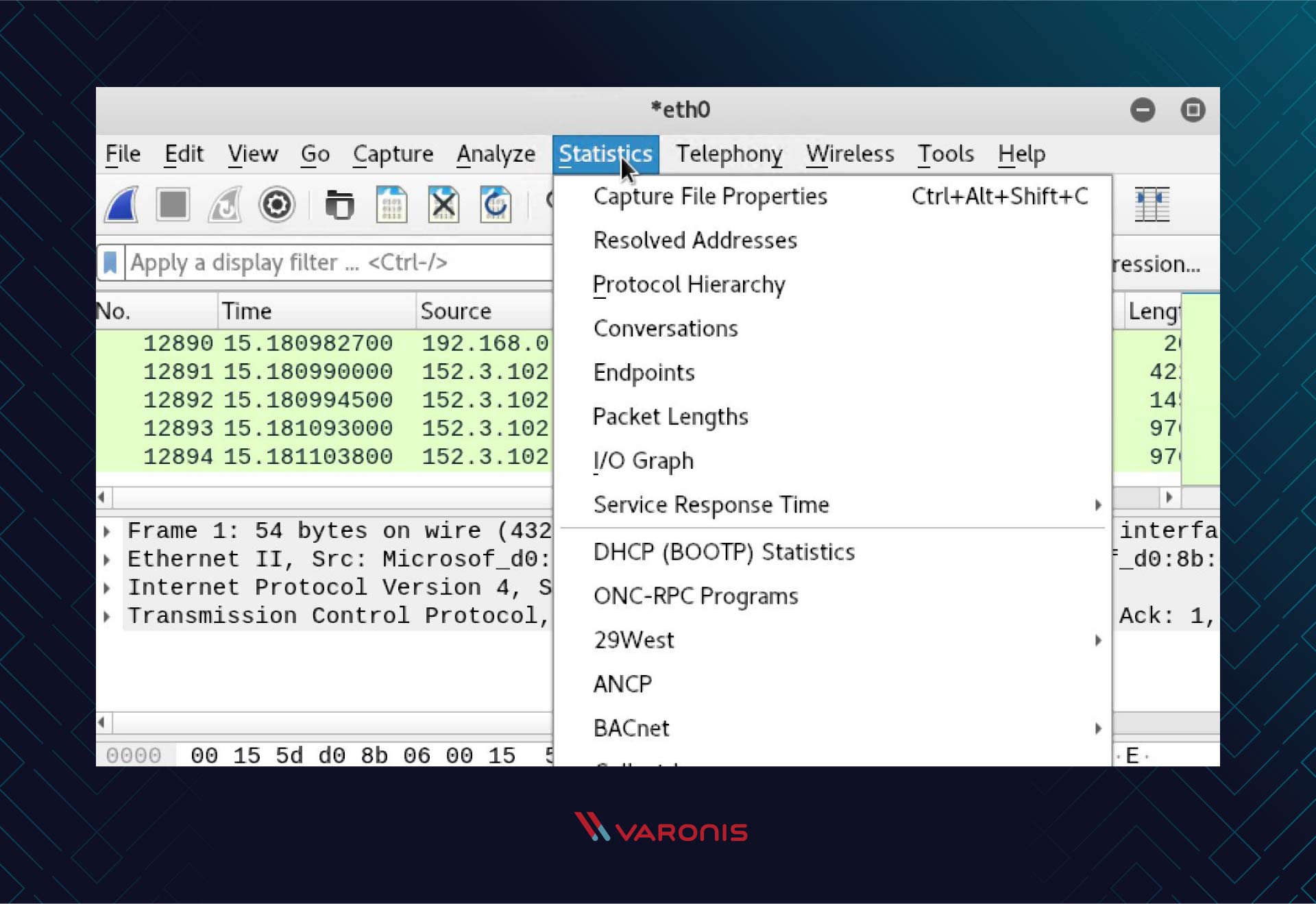  تصویر آمار Wireshark 