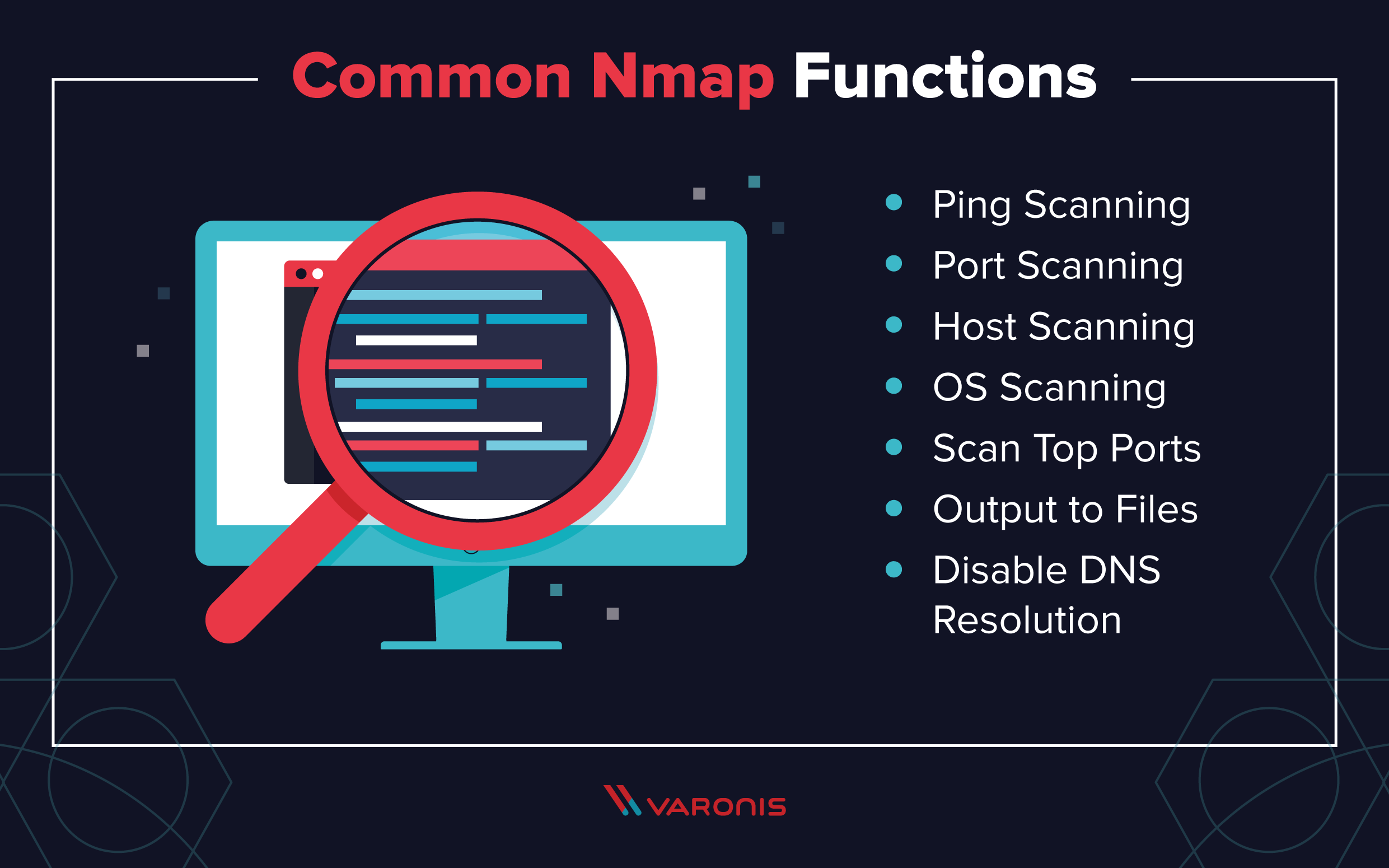  Nmap توابع و دستوراتی را که می تواند در اختیار بگیرد 