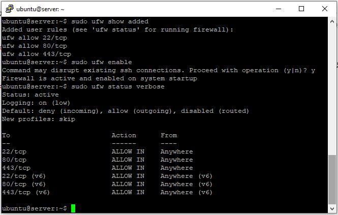 تنظیمات فایروال سرور ubuntu
