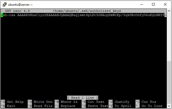 قرار دادن کلید عمومی در سرور